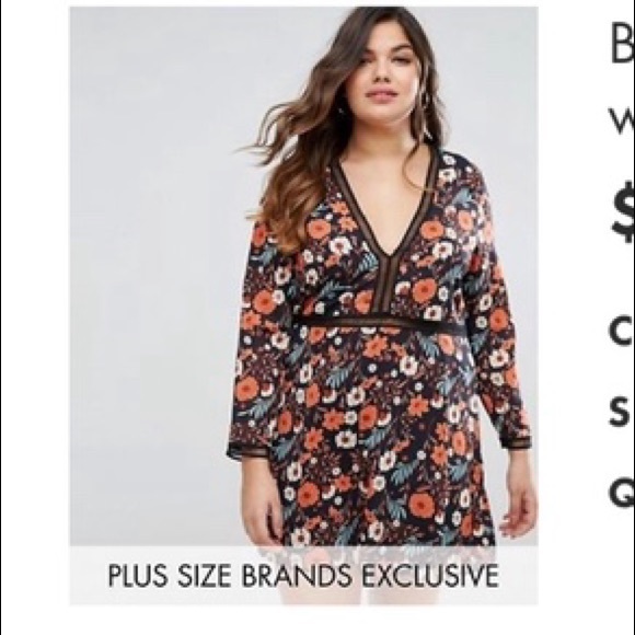 boohoo plus floral dress